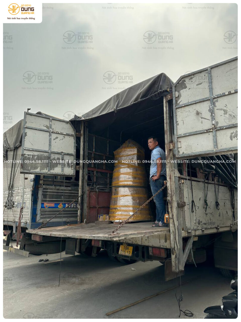 Lắp đặt và giao chuông 1 tấn tại Chùa Bồng Lai - Tiền Giang