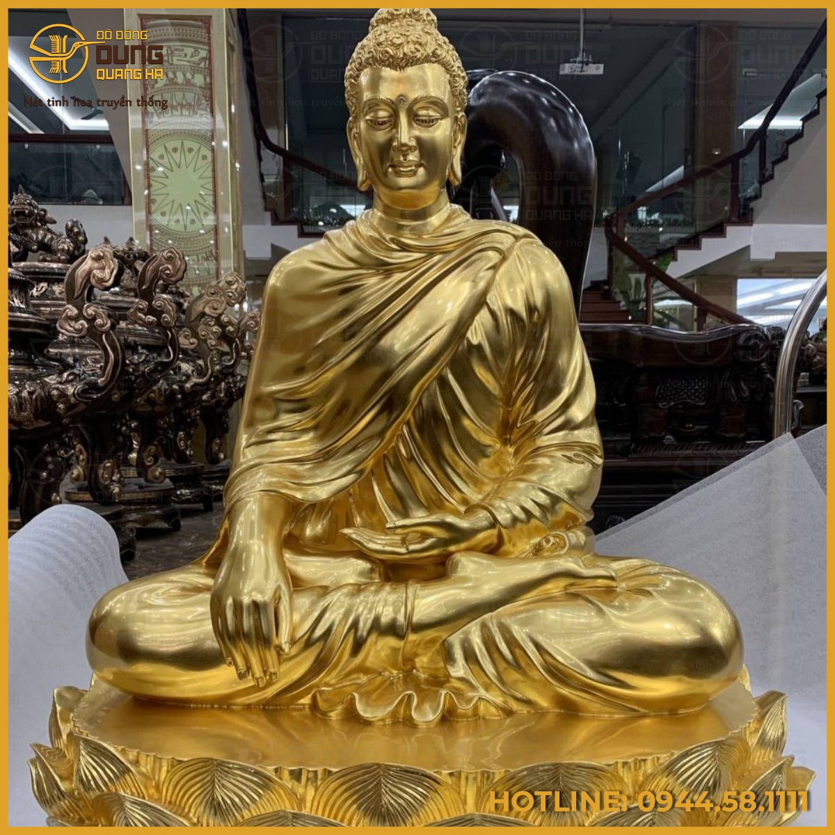 Tượng Phật Thích Ca bằng đồng dát vàng tinh xảo