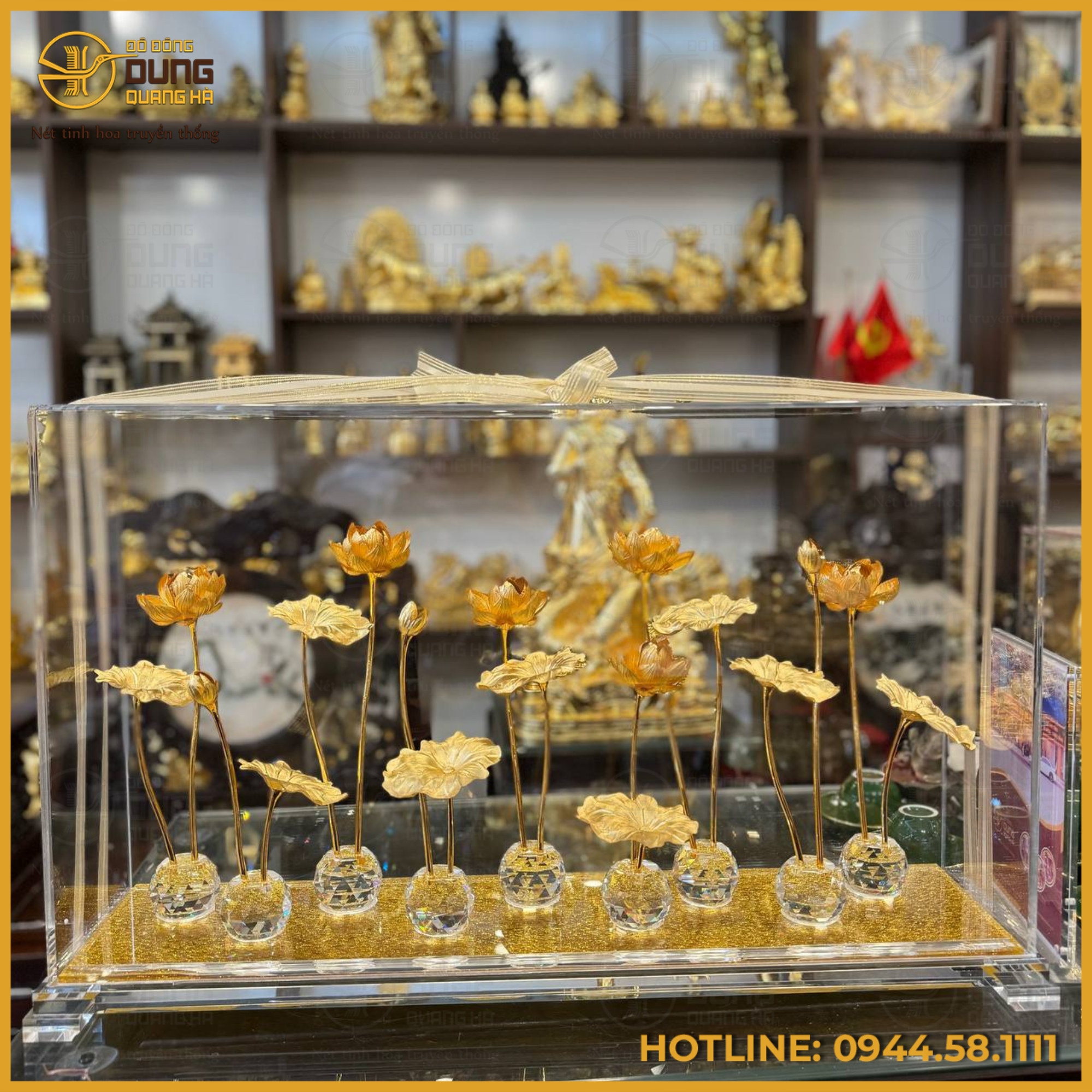 Quà tặng hoa sen mạ vàng tinh xảo