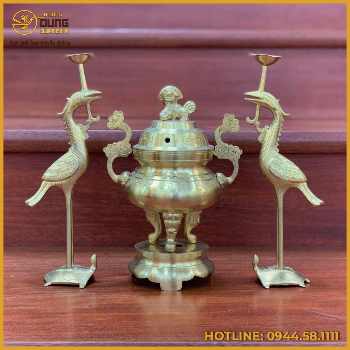 Bộ tam sự hạc bằng đồng catut cỡ nhỏ Bộ tam sự hạc bằng đồng catut cỡ nhỏ