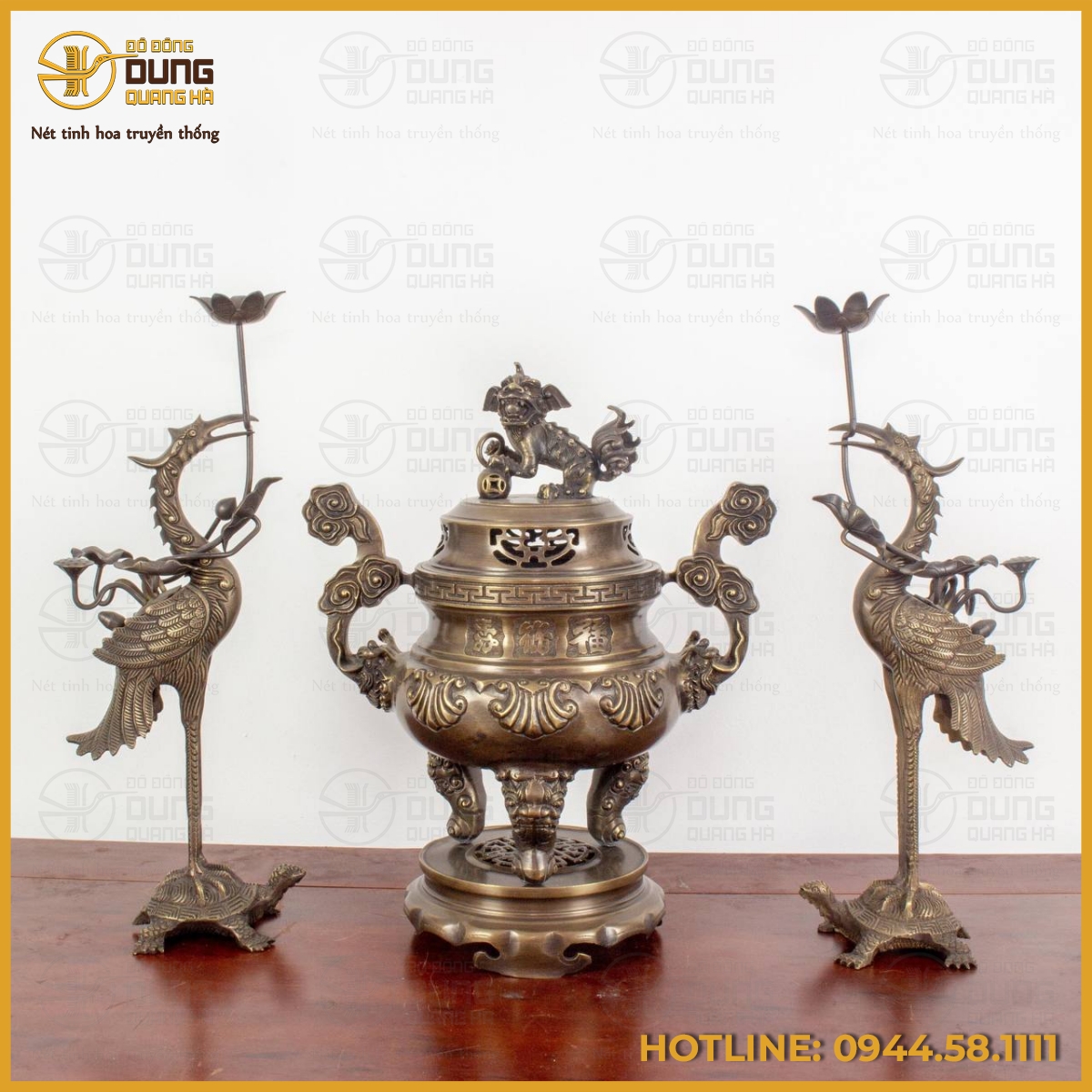 Bộ tam sự hạc đỉnh chạm sòi làm màu giả cổ Bộ tam sự hạc đỉnh chạm sòi làm màu giả cổ