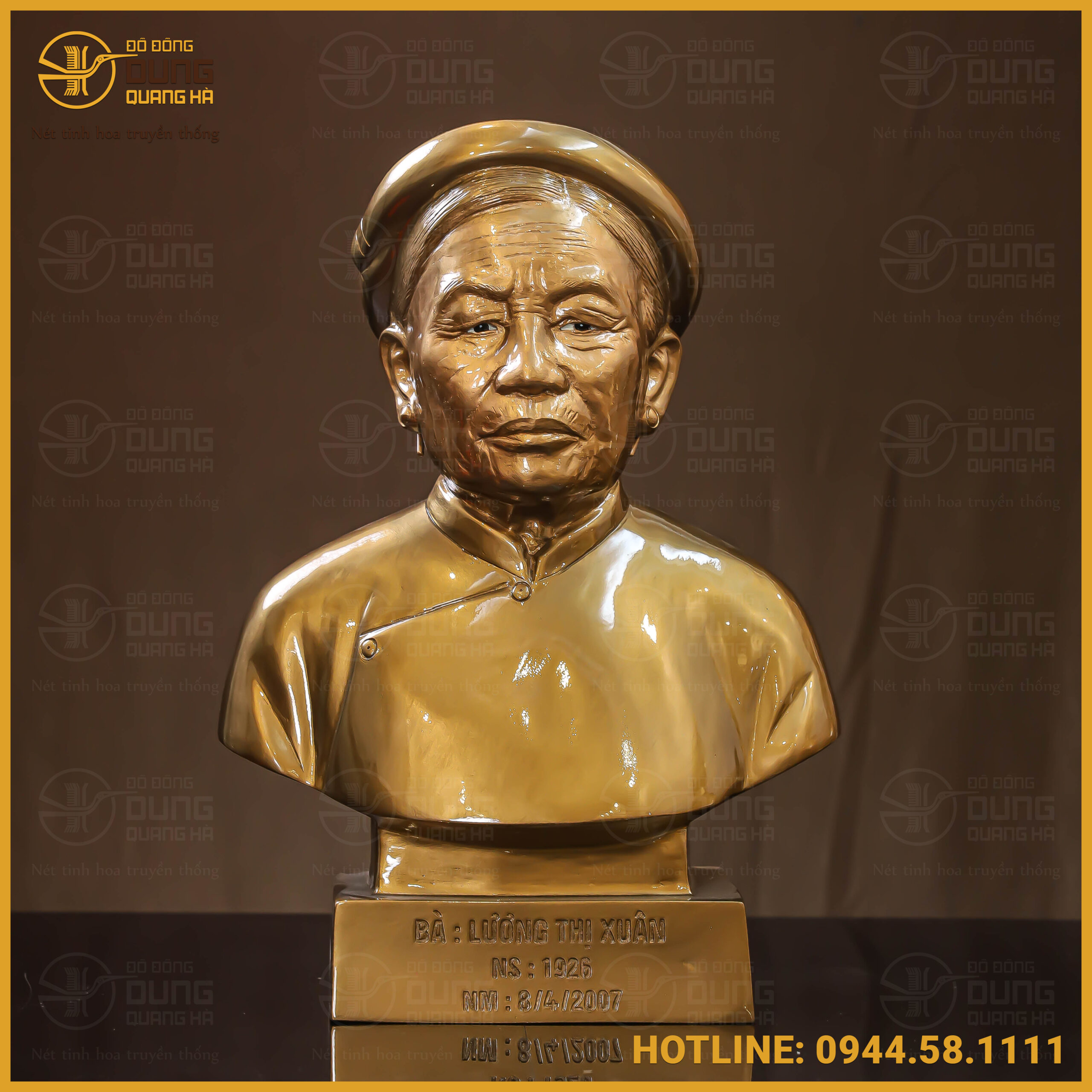 Tượng truyền thần cụ bà đồng đỏ làm màu cao 42cm hàng đặt riêng của khách