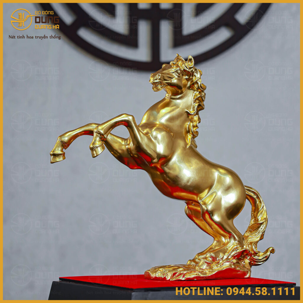 Tượng ngựa đồng vàng dát vàng cao 44cm