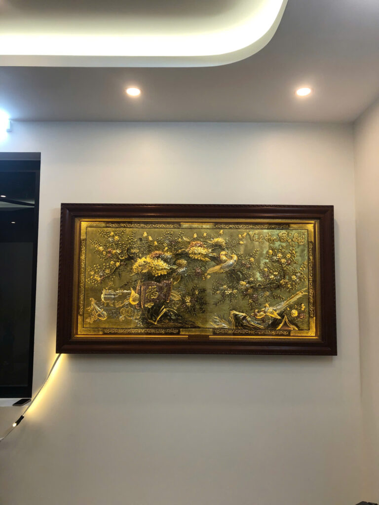 Tranh Vinh Hoa Phú Quý bằng đồng kích thước 1m97 x 1m07 lắp đặt tại Thạch Thất – Hà Nội