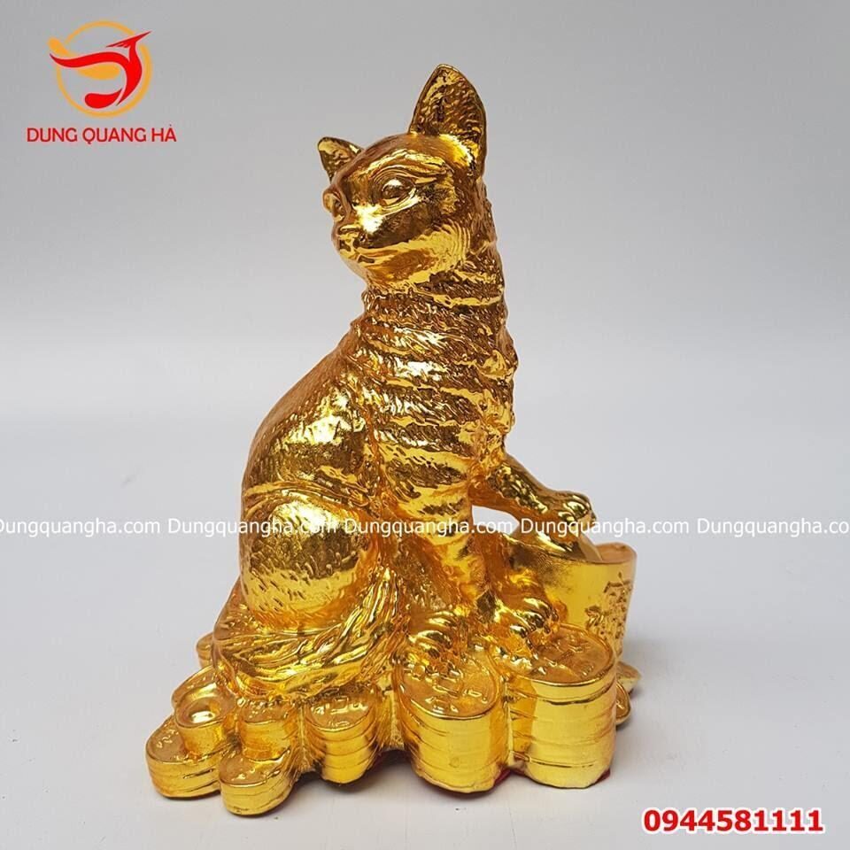 Tượng mèo phong thủy mạ vàng cao cấp