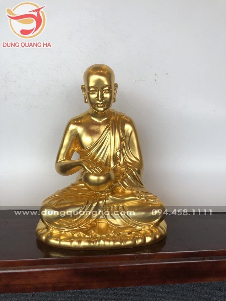 Tượng Phật Sivali dát vàng 9999 cao 36cm ngang 30cm