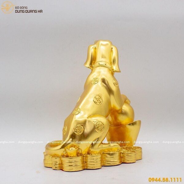 Tượng chó phong thủy bằng đồng thếp vàng 9999 mẫu 1