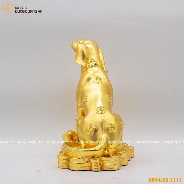 Tượng chó phong thủy bằng đồng thếp vàng 9999 mẫu 1