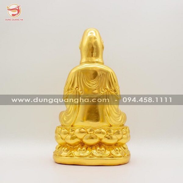 Tượng Phật bà Quan Âm bằng đồng thếp vàng 9999
