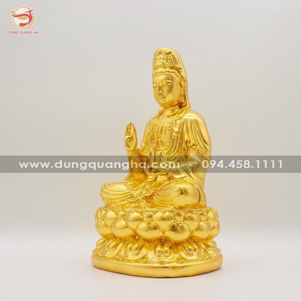 Tượng Phật bà Quan Âm bằng đồng thếp vàng 9999