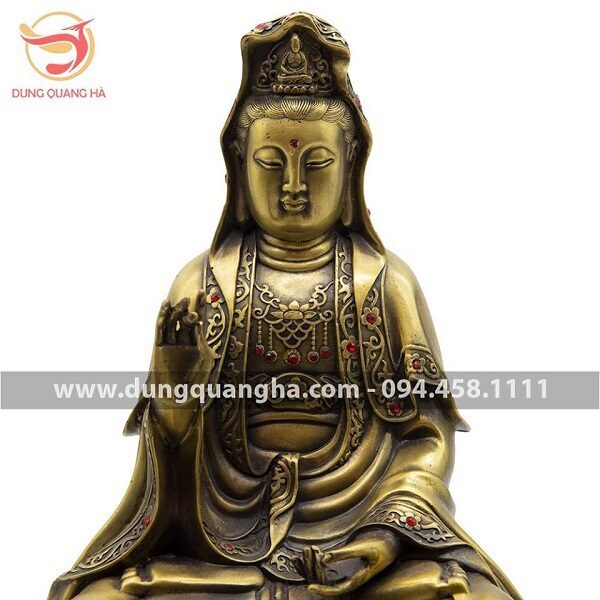 Tượng Phật Quan Âm bằng đồng vàng mộc