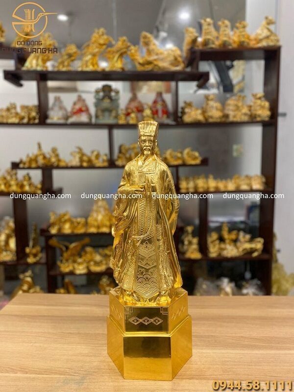 Tượng Khổng Minh bằng đồng cao 70cm dát vàng 9999