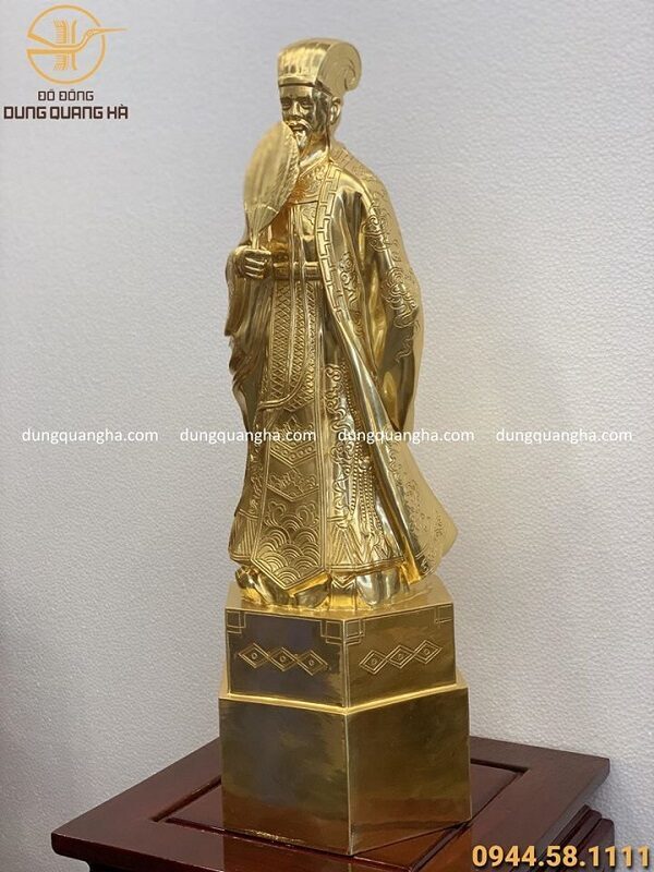Pho tượng Khổng Minh bằng đồng thếp vàng 9999 cao 67cm
