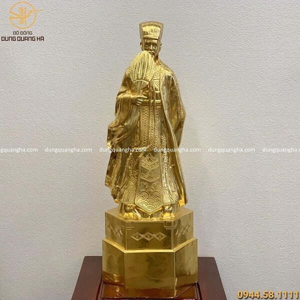 Pho tượng Khổng Minh bằng đồng thếp vàng 9999 cao 67cm