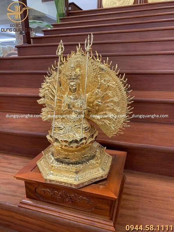 Tượng Phật Thiên Thủ Thiên Nhãn cao 45cm mạ vàng 24k