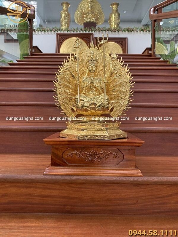 Tượng Phật Thiên Thủ Thiên Nhãn cao 45cm mạ vàng 24k