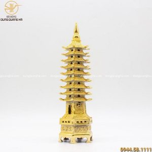 Tháp Văn Xương 9 tầng bằng đồng mạ vàng 24k cao 30cm
