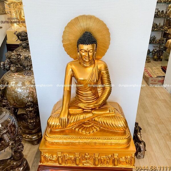 Tượng Phật Thích Ca bằng đồng đỏ cao 1m đẹp tinh xảo