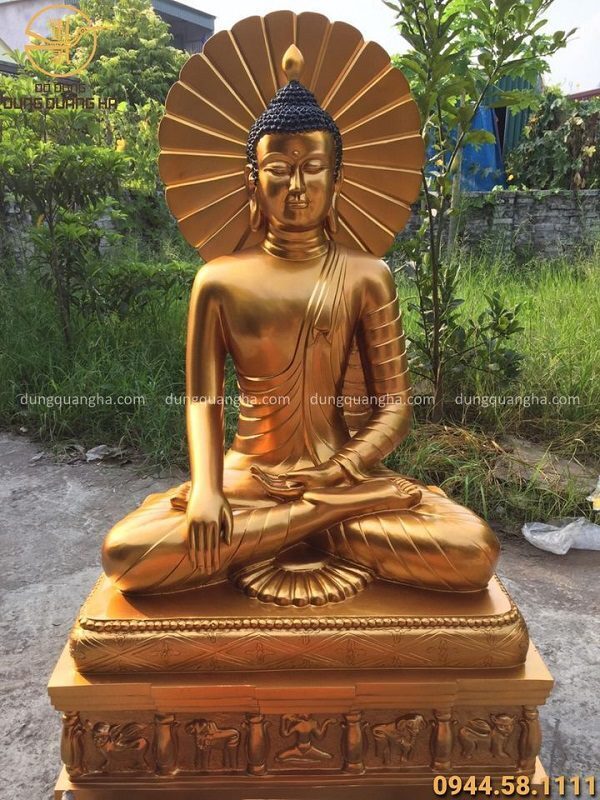 Tượng Phật Thích Ca đồng đỏ cao 1m2 lắp đặt cho chùa Thiên Ân