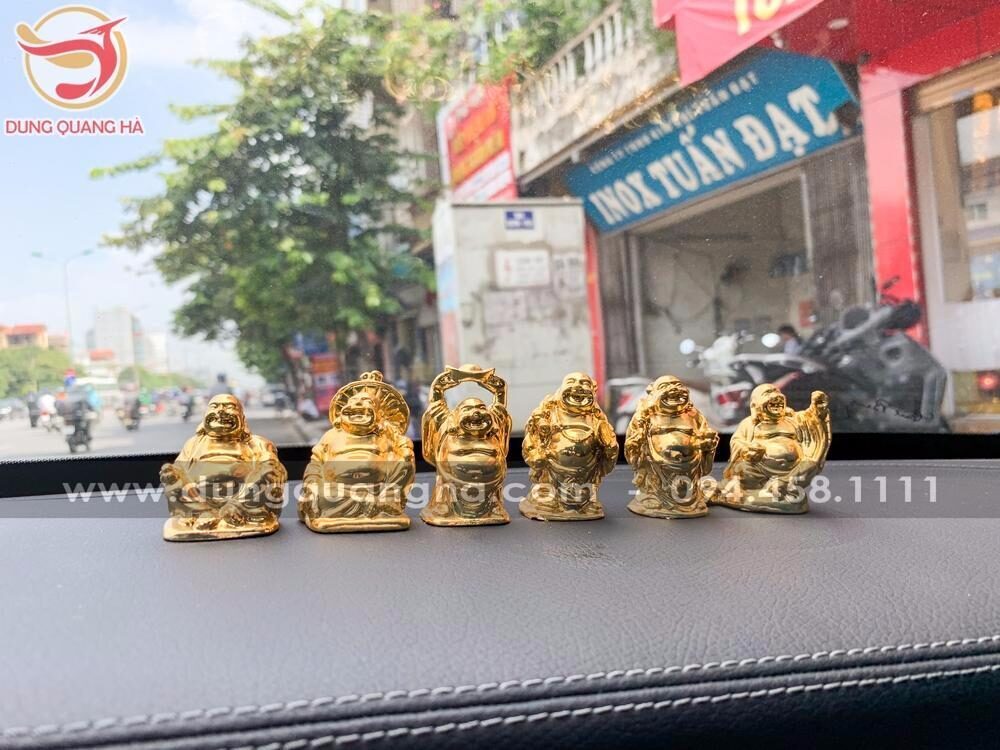 Bộ 6 tượng Phật Di Lặc mạ vàng để xe ô tô