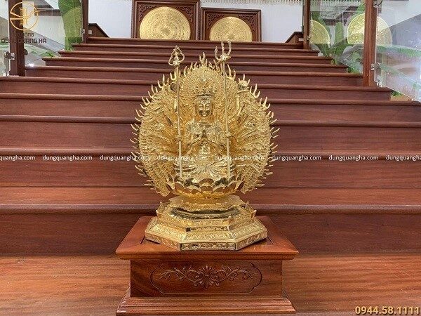 Tượng Phật mạ vàng 24k Thiên Thủ Thiên Nhãn cao 45cm 