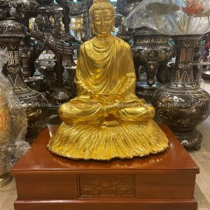 Tượng Phật Thích Ca đẹp tôn nghiêm thếp vàng 9999 cao 60cm