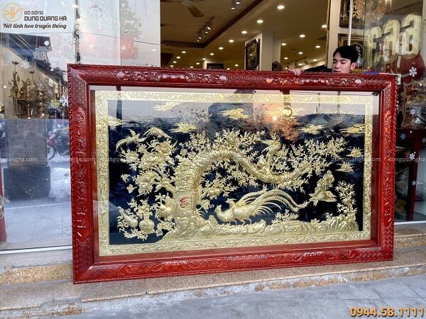Tranh Vinh Hoa Phú Quý mạ vàng 24k kích thước 2m56 x 1m55