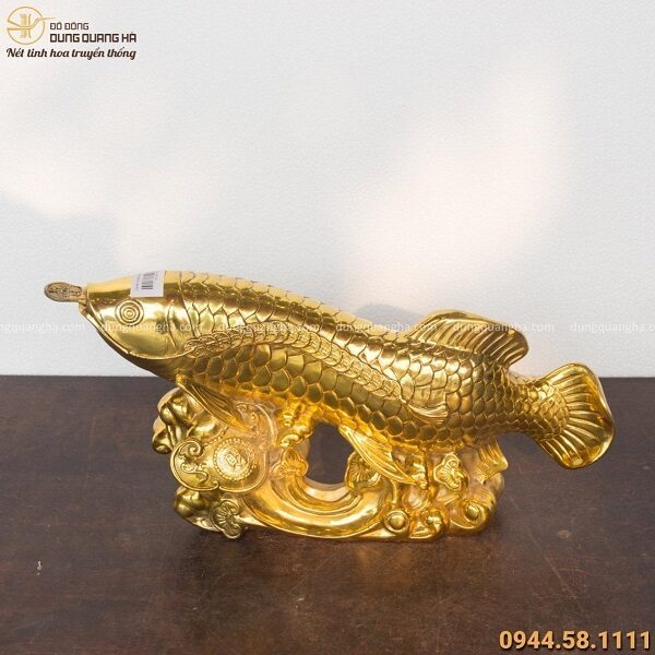 Tượng Cá Như Ý phong thủy bằng đồng mạ vàng kích thước 20x40cm