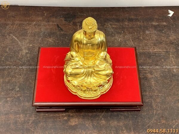 Tượng Phật A Di Đà bằng đồng cao 25cm thếp vàng tôn nghiêm