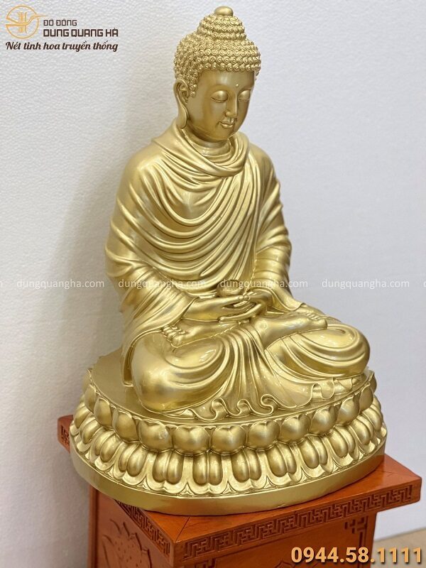 Tượng Phật Thích Ca cao 48cm đẹp tôn nghiêm bằng đồng vàng