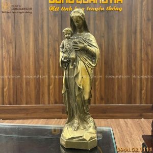 Tượng Đức Mẹ Maria đẹp trang nghiêm bằng đồng vàng cao 40 cm