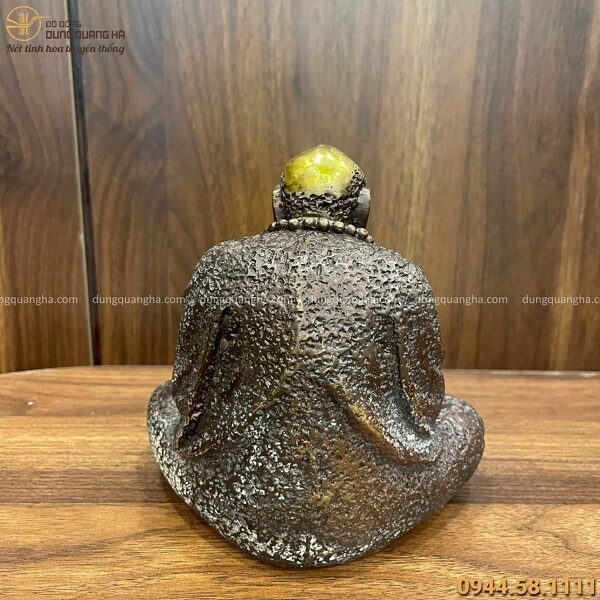 Tượng Đạt Ma bằng đồng vàng hun giả cổ độc đáo cao 15cm