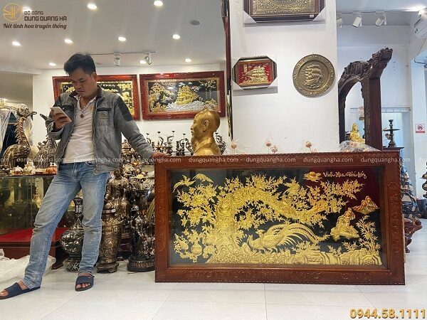 Tranh Vinh Hoa Phú Quý kích thước 1m7x90cm thếp vàng 9999