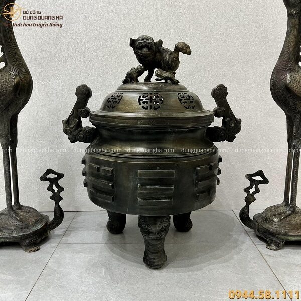 Bộ tam sự đỉnh hạc hun giả cổ trưng bày bảo tàng Từ Sơn - Bắc Ninh