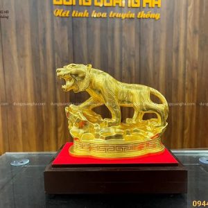 Tượng Hổ bằng đồng catut thếp vàng 9999 cao 16cm đẹp tinh xảo