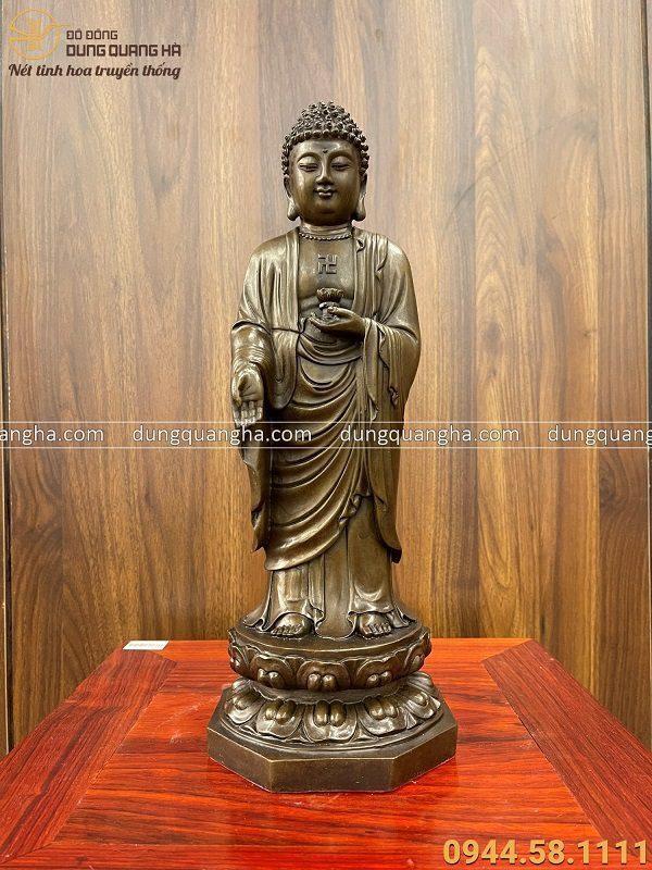 Tượng Đức Phật A Di Đà bằng đồng hun 40x13x13cm nặng 3kg