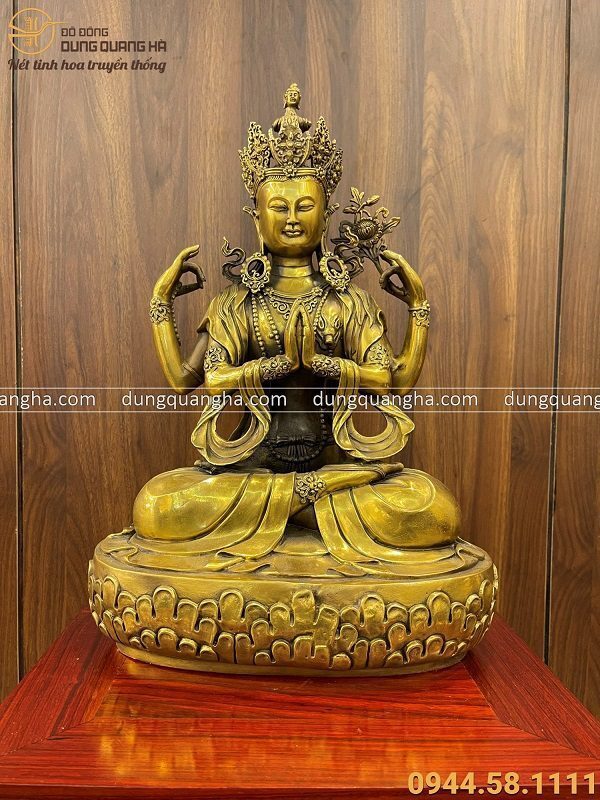 Tượng Phật bà Quan Âm Tứ Thủ Mật tông 47 x 31 x 20 cm nặng 8,2kg