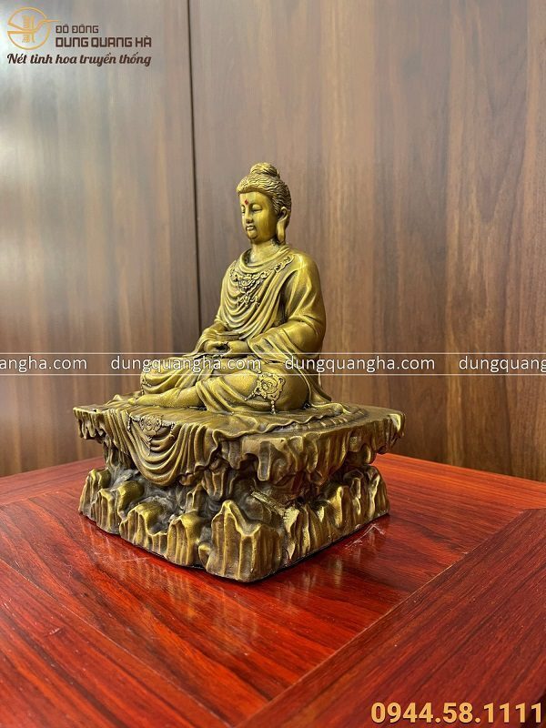 Tượng Phật Thích Ca ngồi Thiền trên bệ đá kích thước 20x17x12 cm