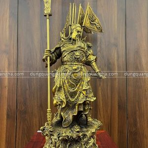 Tượng Quan Vân Trường bằng đồng vàng cưỡi rồng 50x24x20cm nặng 10,5kg