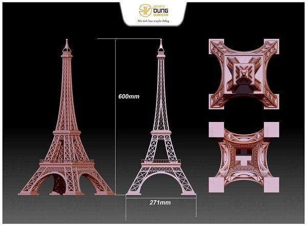 Mô hình tháp Eiffel bằng đồng cao 60cm trang trí nội thất