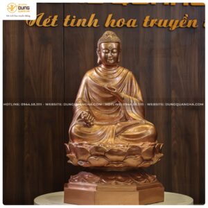 Tượng Phật Thích Ca ngồi tòa sen bằng đồng đỏ