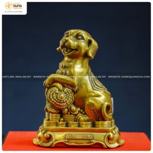 Tượng chó bằng đồng vàng kích thước 12x7cm