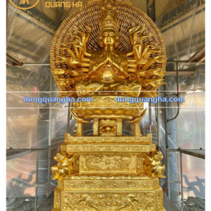 Tượng Phật Thiên Thủ Thiên Nhãn bằng đồng đỏ dát vàng cao 3m3