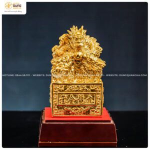Ấn rồng bằng đồng dát vàng 9999 cao cấp kích thước 17x17cm