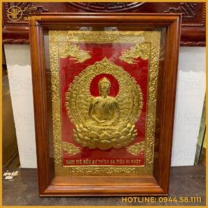 Tranh Phật Thích Ca bằng đồng dát vàng