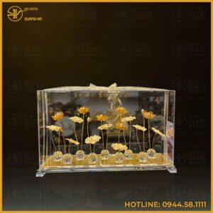Quà tặng hoa sen mạ vàng tinh xảo
