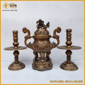 Bộ tam sự nến song long chầu nguyệt hun nâu