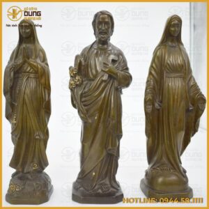 Tượng Thánh Giuse và Đức Mẹ Maria bằng đồng làm màu giả cổ