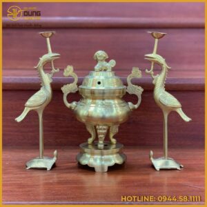 Bộ tam sự hạc bằng đồng catut cỡ nhỏ