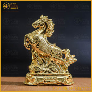 Tượng ngựa đồng vàng mạ vàng kích thước 15x12cm nặng 1,2kg
